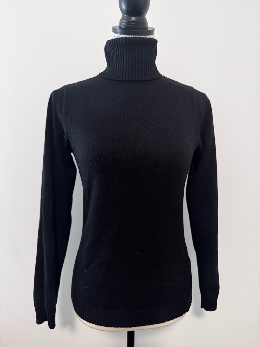 attention Black Ribbed Turtleneck Sweater Long Sleeve Size Small